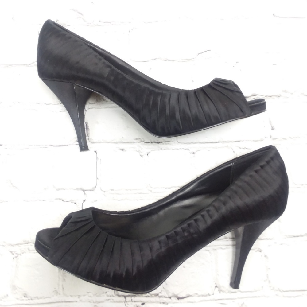 WHBM Silky Pleated Peep Toe Pumps High Heels